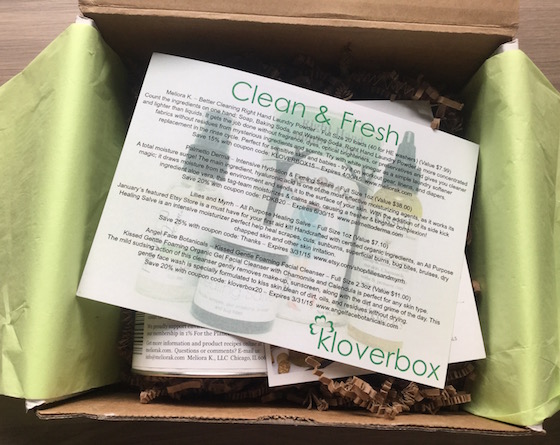 KloverBox Subscription Box Review & Coupon – January 2015 Box