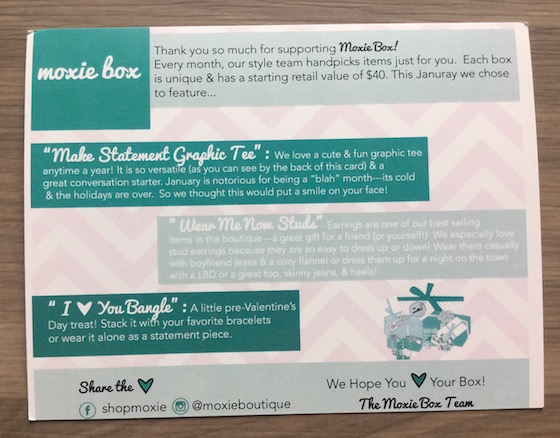 Moxie Box Subscription Box Review – January 2015 Info