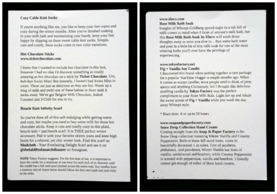PashBox Style Quarterly Subscription Box Review - Dec 2014 Item Info