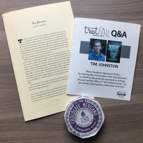 Book People Trust Fall Subscription Box Review - Jan 2015 Chocolate