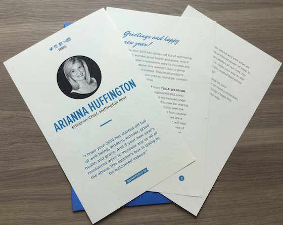 Arianna Huffington Quarterly Box Review – #ARI03 Letter