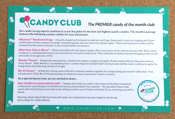 Candy Club Subscription Box Review – February 2015 Card