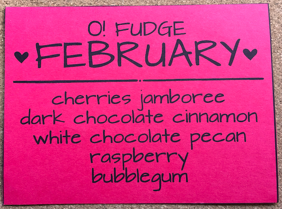 O! Fudge Box Subscription Box Review - February 2015 Card