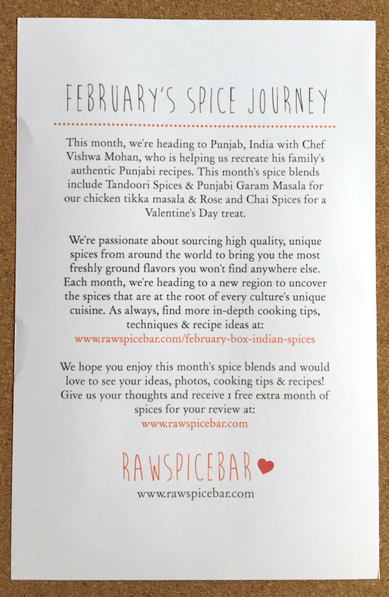  RawSpiceBar Subscription Box Review - February 2015 Info