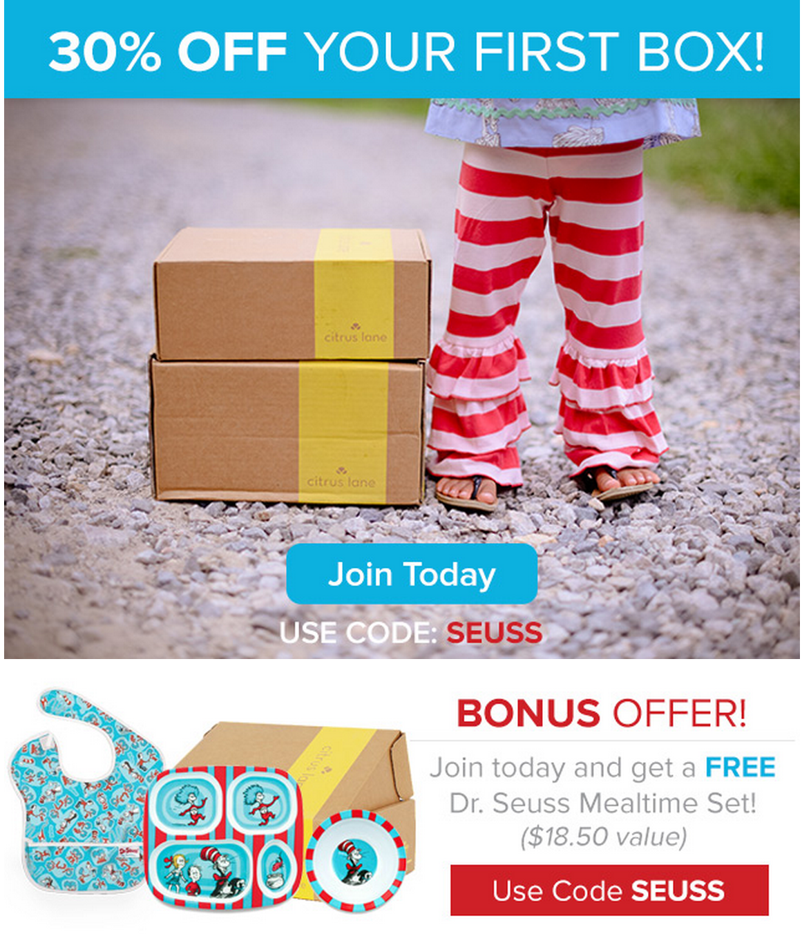 Free Dr Seuss Gift Set + 30% Off Your First Citrus Lane Box!