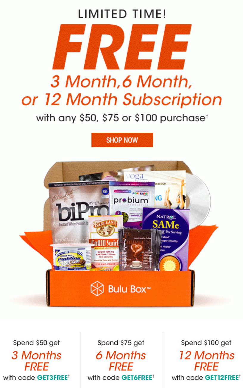 Free Year of Bulu Box with Purchase!
