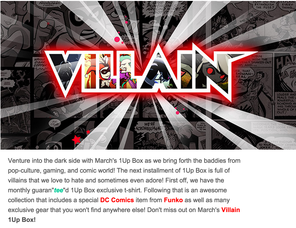 1UP Box March 2015 Spoilers + Coupon Villain