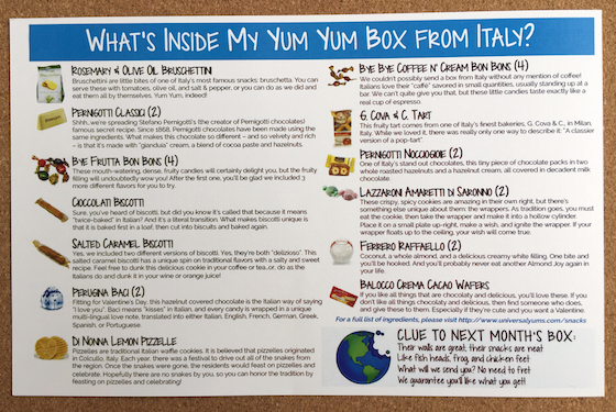 Universal Yums Subscription Box Review – February 2015 Card