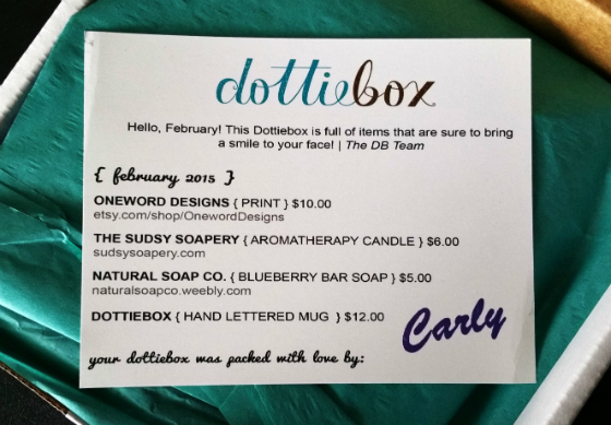 Dottie Box Subscription Box Review – February 2015 Info