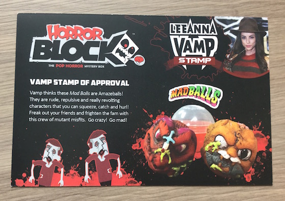 Horror Block Subscription Box Review – January 2015 Card