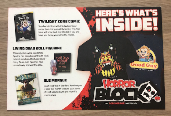 Horror Block Subscription Box Review – January 2015 Info