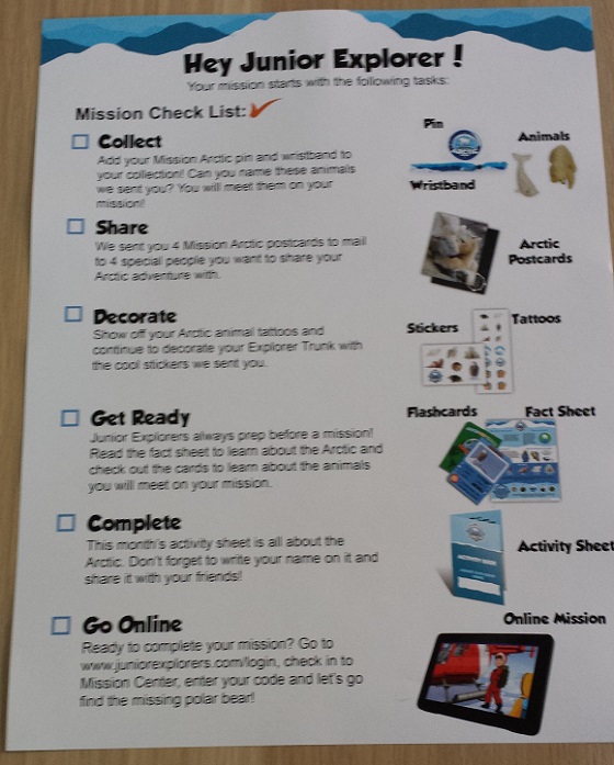 Junior Explorers Subscription Box Review - February 2015 Checklist