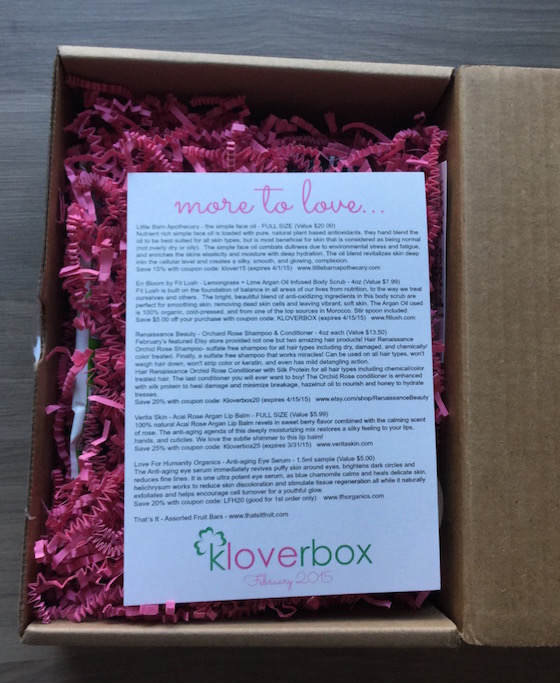 KloverBox Subscription Box Review & Coupon – February 2015 Box