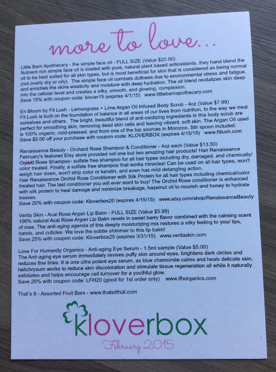 KloverBox Subscription Box Review & Coupon – February 2015 Info