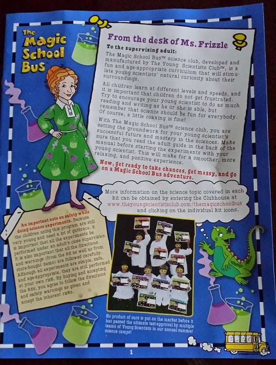 Magic School Bus Science Club Subscription Review – Jan 2015 Booklet