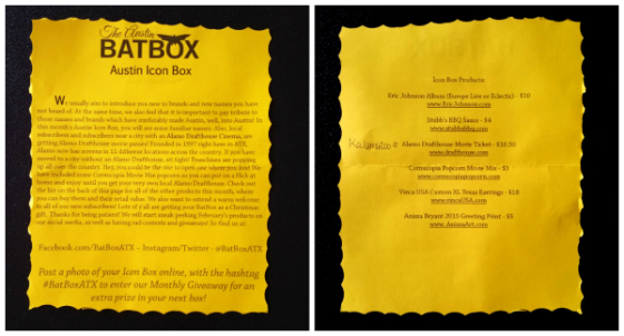 The Austin BatBox Subscription Box Review - January 2015 Info