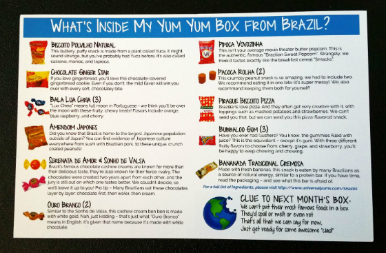 Universal Yums Subscription Box Review – January 2015 Info