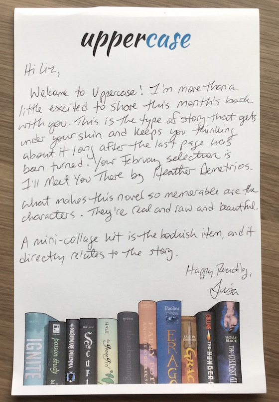 Uppercase YA Book Subscription Box Review - February 2015 Letter
