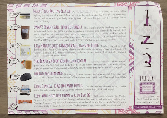 Yogi Surprise Subscription Box Review – February 2015 Info