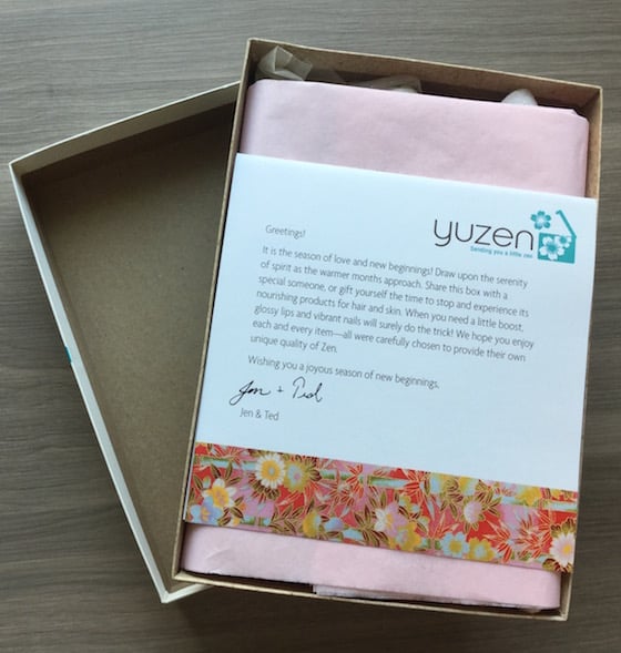 Yuzen Beauty Subscription Box Review – Spring 2015 Open