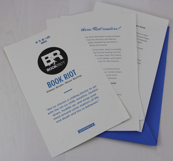 Book Riot Quarterly Subscription Box Review #BKR06 Letter