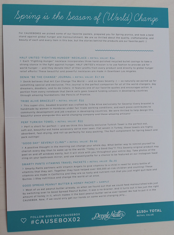 CAUSEBOX Subscription Box Review – Spring 2015 #CAUSEBOX02 Info