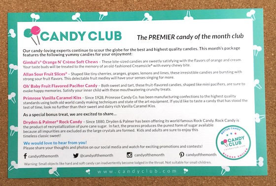 Candy Club Subscription Box Review + Coupon – March 2015 Card 1