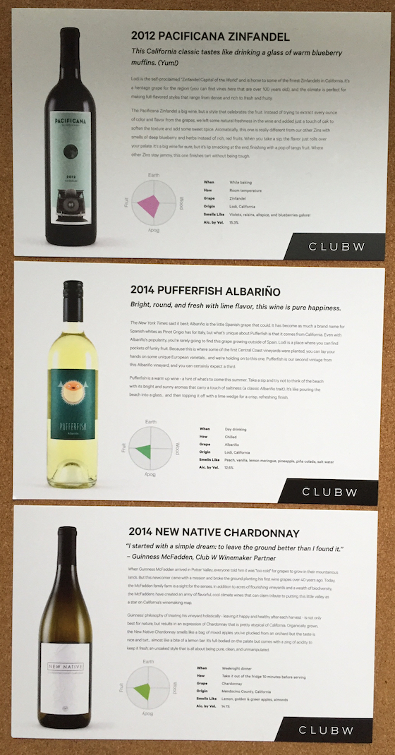 Club W Wine Subscription Review & 50% Off Coupon - Mar 2015 Cards 1