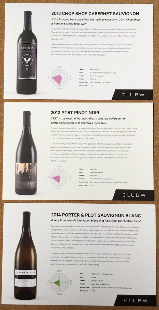 Club W Wine Subscription Review & 50% Off Coupon - Mar 2015 Cards 2