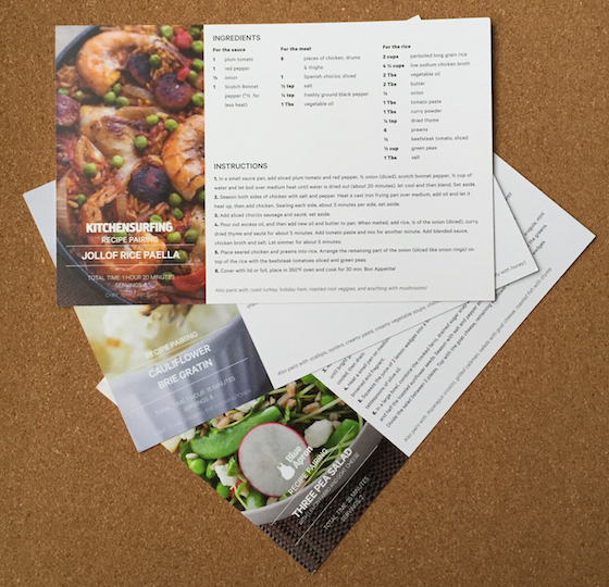 Club W Wine Subscription Review & 50% Off Coupon - Mar 2015 Recipe Cards