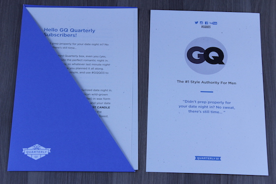 GQ Quarterly Subscription Box Review #GQQ03 Letter