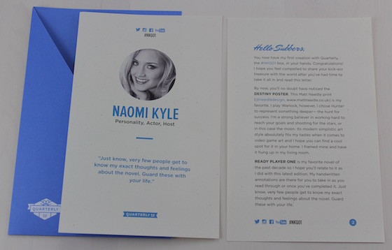 Naomi Kyle Quarterly Subscription Box Review #NKQ01  Letter