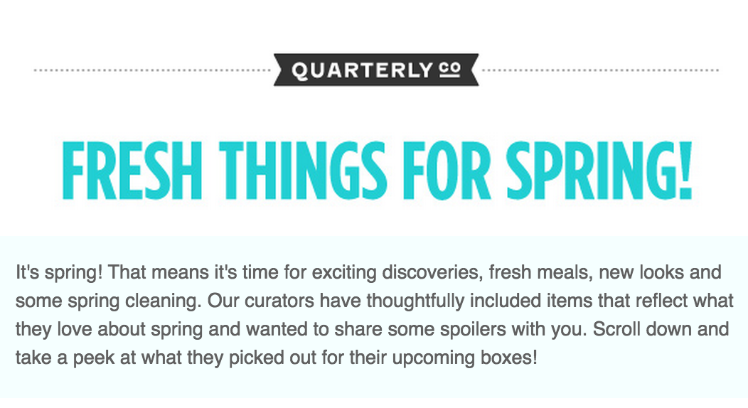 Spring Quarterly Curator Box Spoilers!