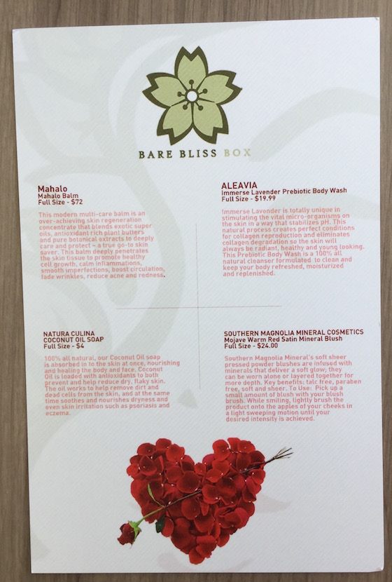 Bare Bliss Box Subscription Review – February 2015 Info