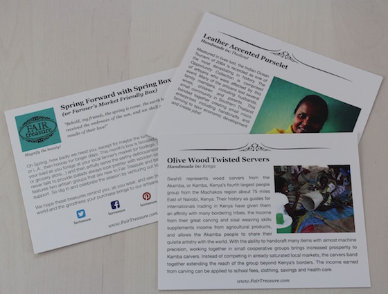 Fair Treasure Subscription Box Review – March 2015 Cards