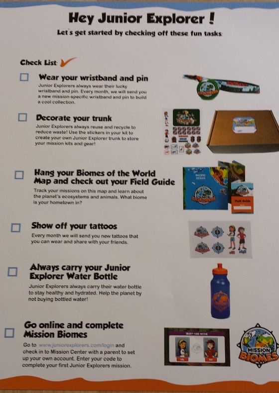 Junior Explorers Subscription Box Review – March 2015 Checklist