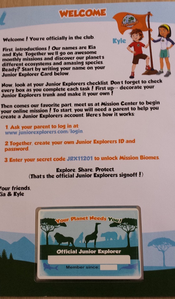 Junior Explorers Subscription Box Review – March 2015 Letter