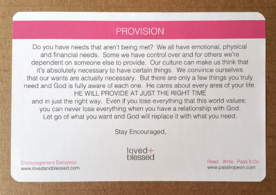 Loved + Blessed Subscription Box Review – March 2015 Provision
