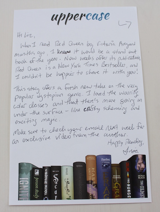 Uppercase YA Book Subscription Box Review – March 2015 Letter