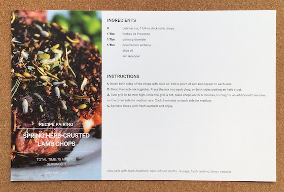 Club W Wine Subscription Review & Coupon - April 2015 - Lamb Recipe