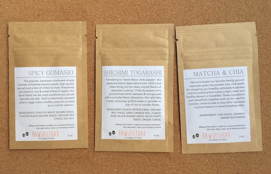 RawSpiceBar Subscription Box Review - April 2015 - Contents