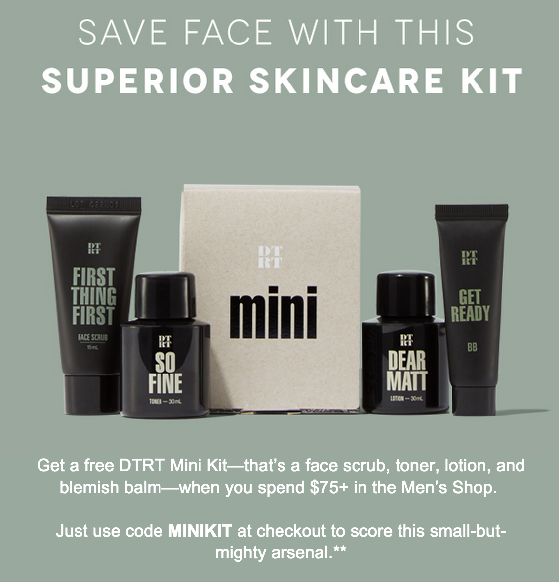 Free DTRT Gift Set with $75+ Birchbox Man Shop Purchase