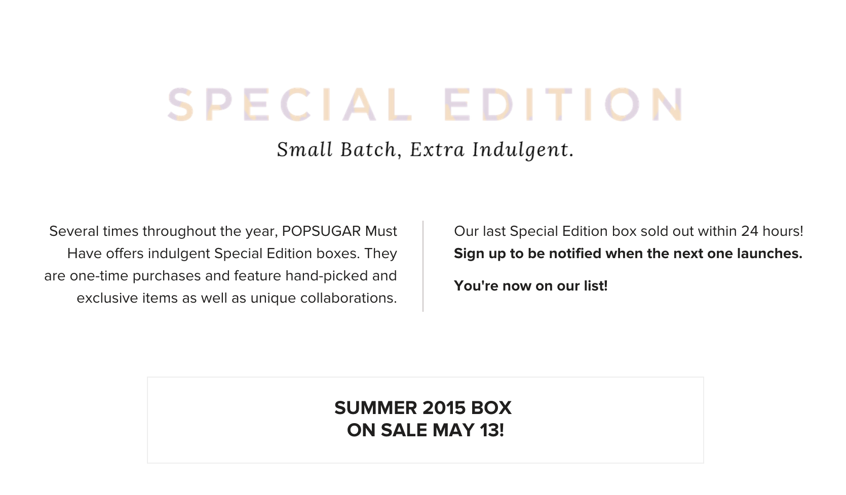 POPSUGAR Summer 2015 Special Edition Box Launch Date