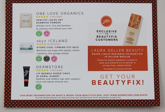 Beauty Fix Subscription Box Review – April 2015 Card
