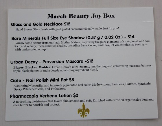 Beauty Joy Box Subscription Box Review – March 2015 Info