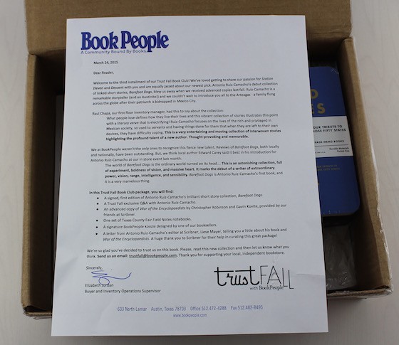 Book People Trust Fall Subscription Box Review – March 2015 Letter