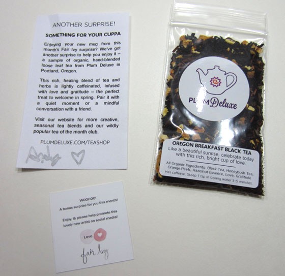 Fair Ivy Subscription Box Review - April 2015 Bonus Tea