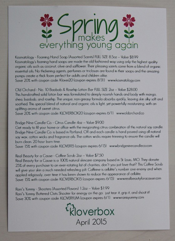 KloverBox Subscription Box Review & Coupon – April 2015 Info
