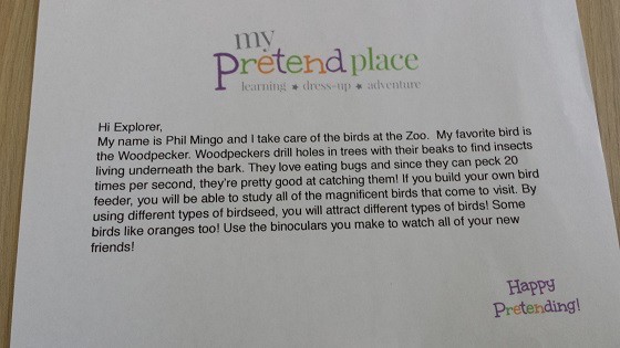 My Pretend Place Craft Subscription Box Review – April 2015 Letter