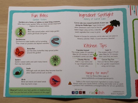Raddish Kids Subscription Box Review – April 2015 Recipe Cards Reverse